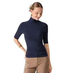 OGL Top Size S NEW Essential Turtleneck Elbow Length Sleeve Brami Navy Blue